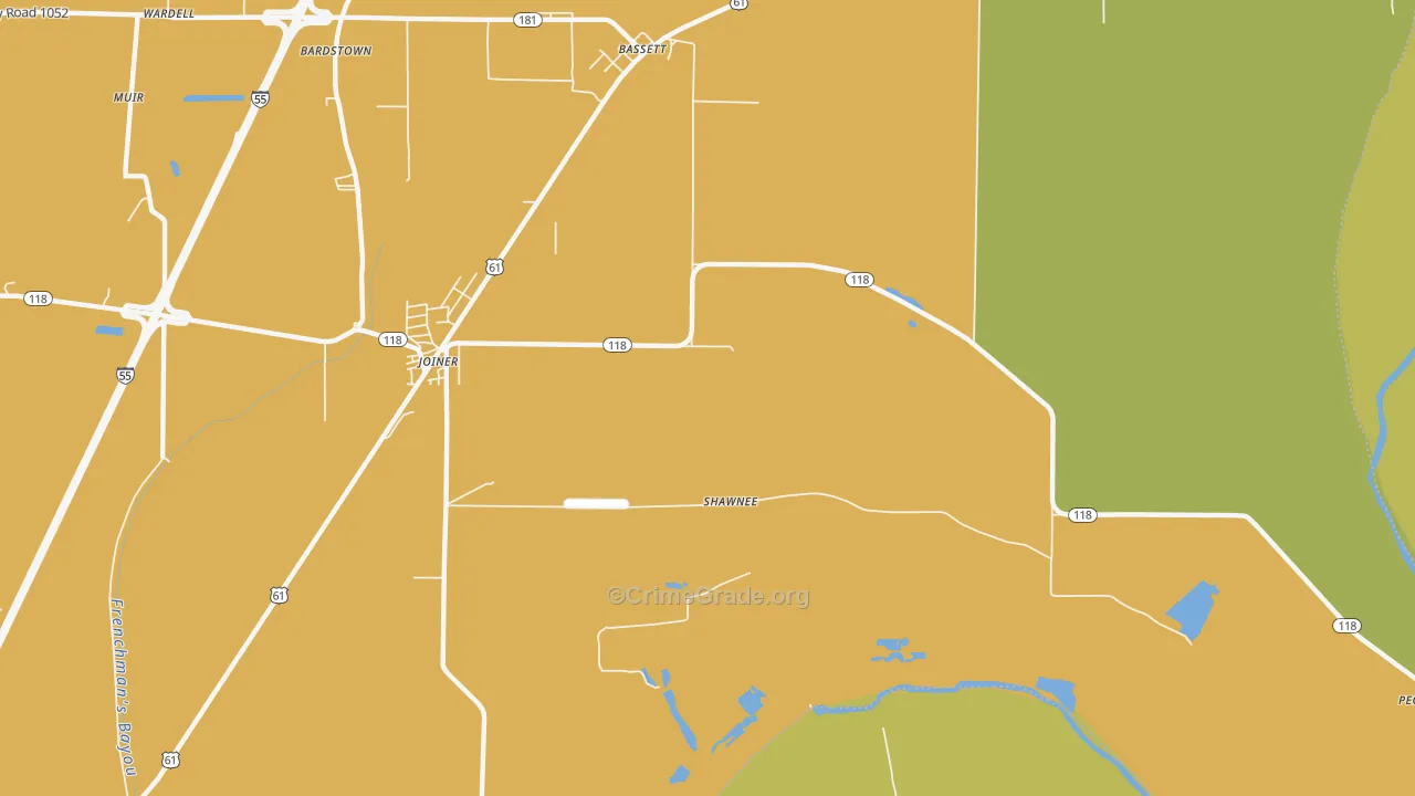 Wardell, AR Map of Murder Rates