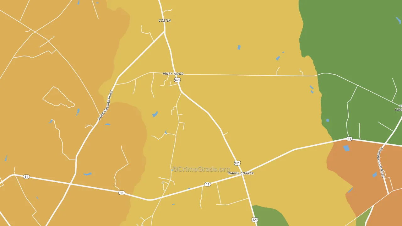 Wards Corner, NC Map of Murder Rates