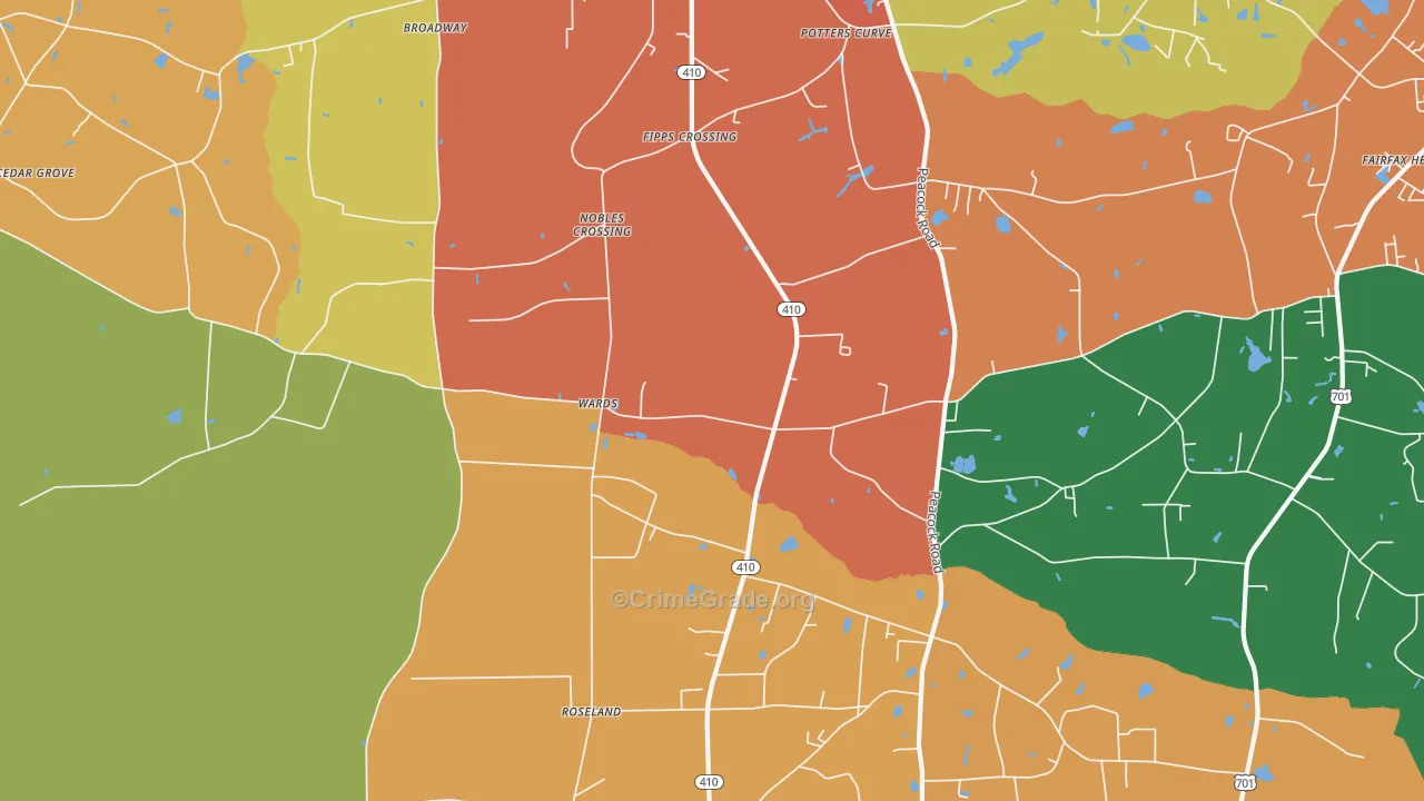 Wards, NC Map of Murder Rates