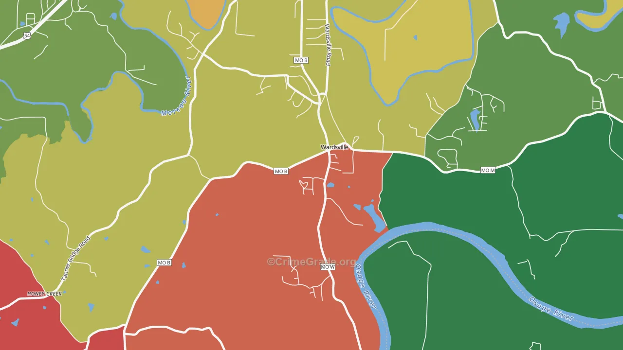 Wardsville, MO Map of Murder Rates