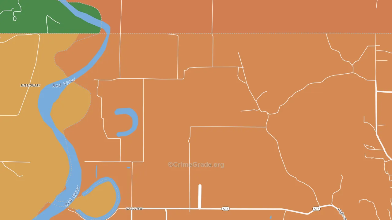 Wardview, LA Map of Murder Rates