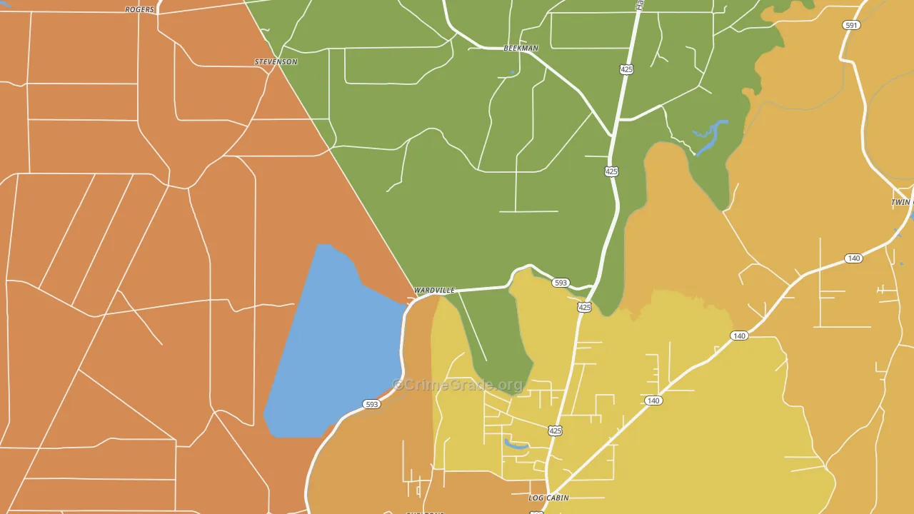 Wardville, LA Map of Murder Rates
