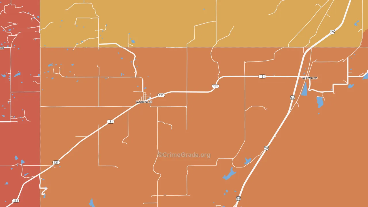 Wardville, OK Map of Murder Rates