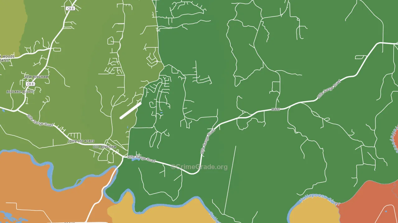 Ware, AL Map of Murder Rates