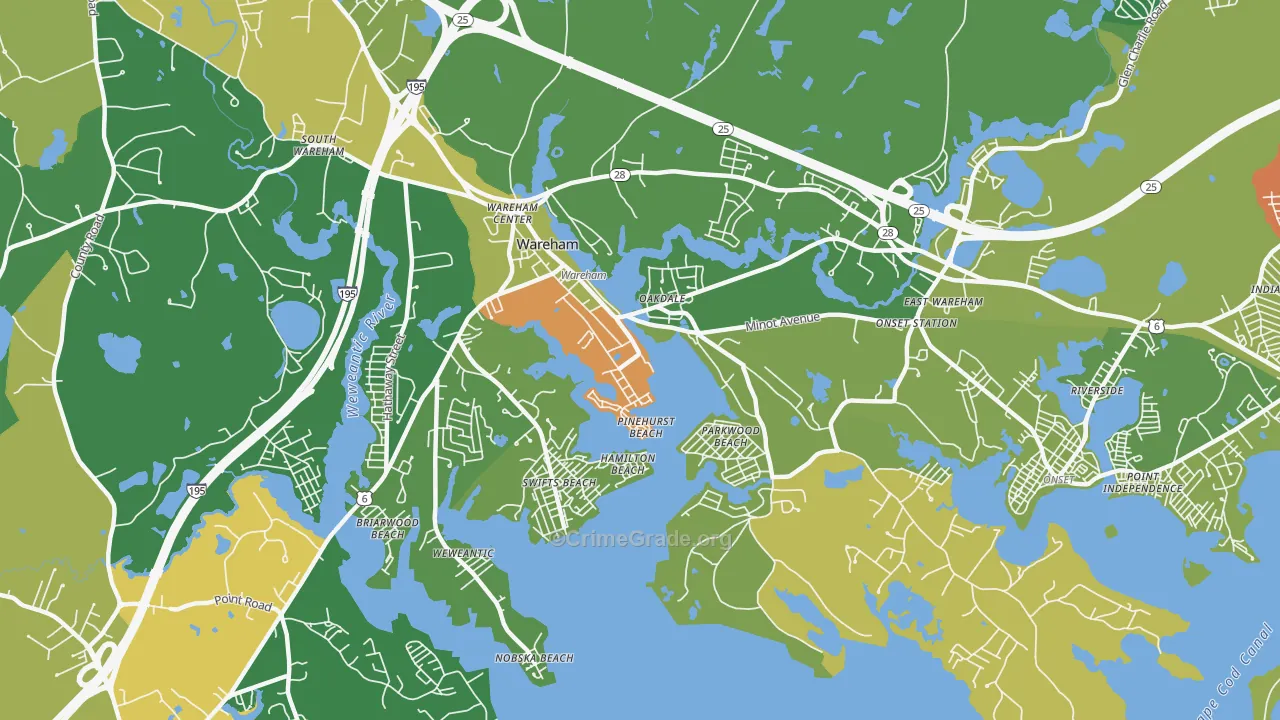 Wareham Center, MA Map of Murder Rates