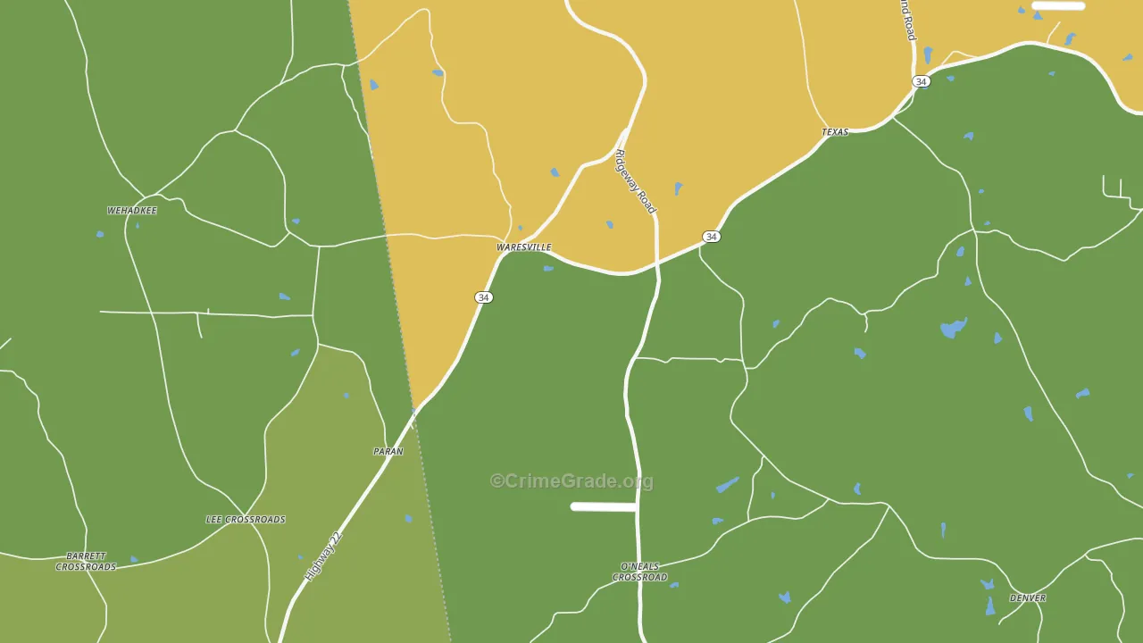 Waresville, GA Map of Murder Rates