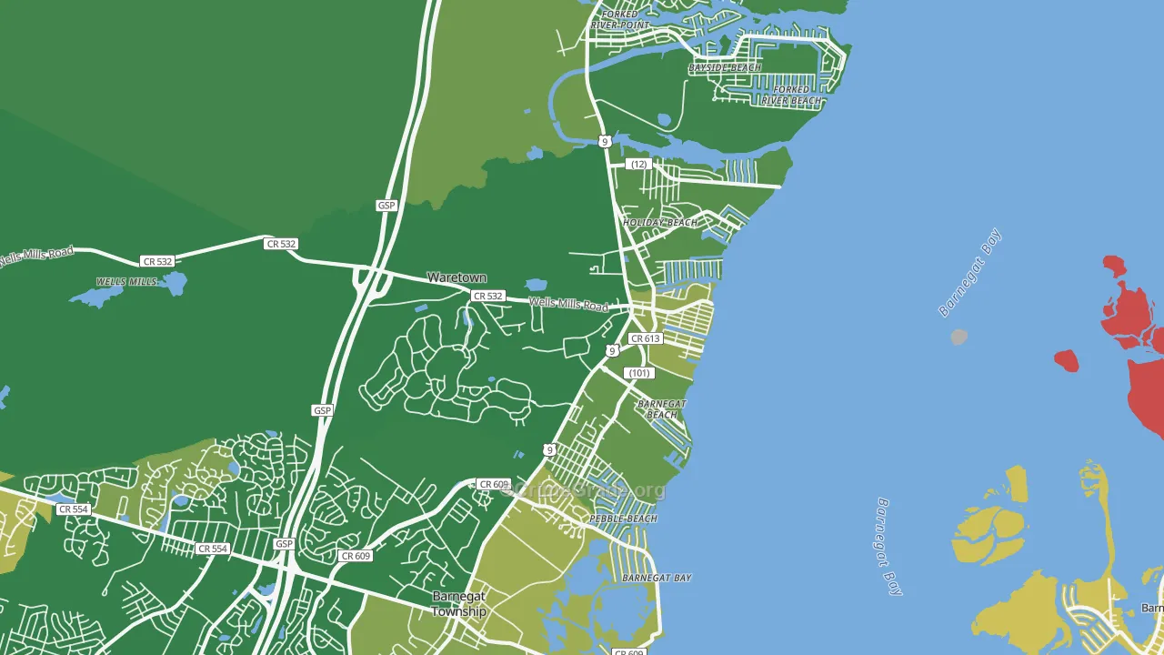 Waretown, NJ Map of Murder Rates