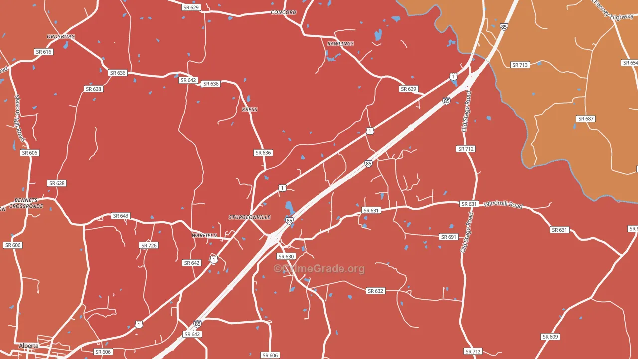 Warfield, VA Map of Murder Rates