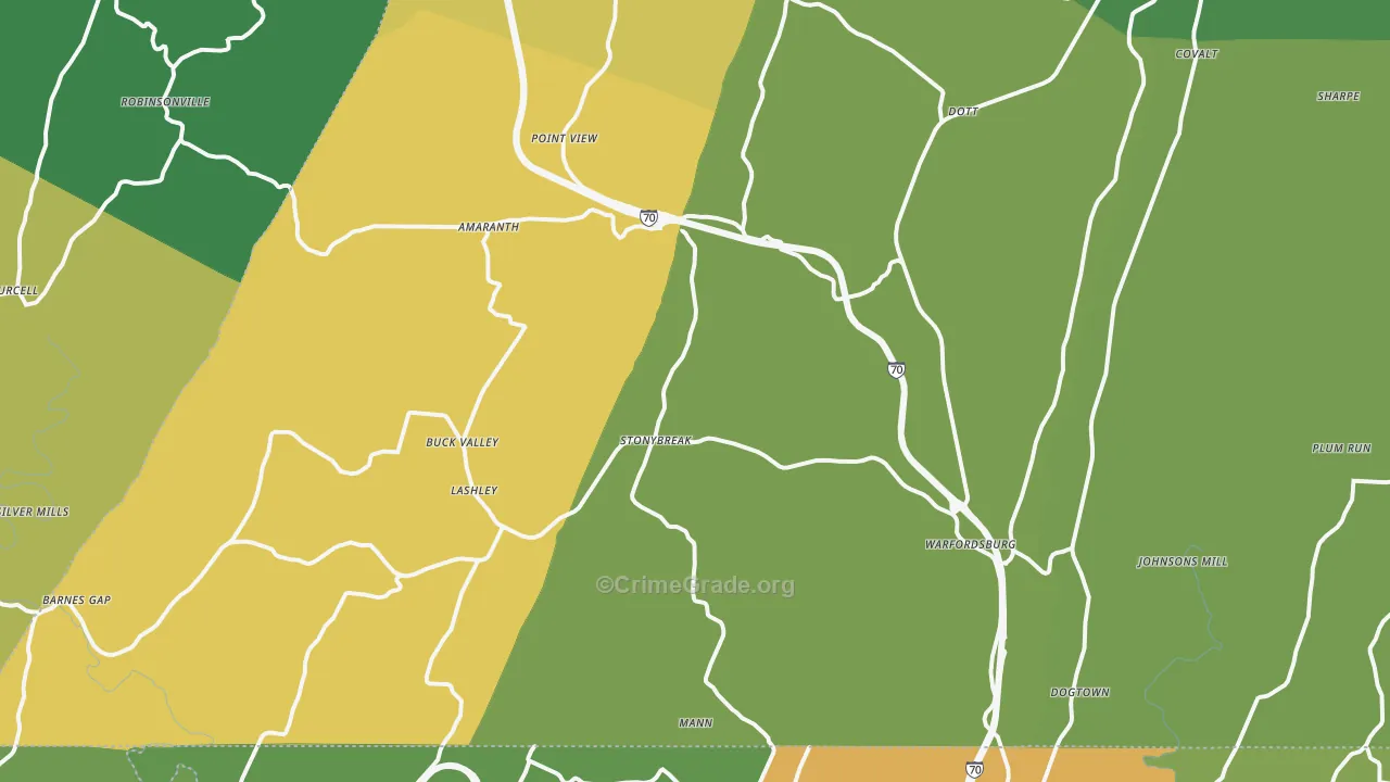 Warfordsburg, PA Map of Murder Rates
