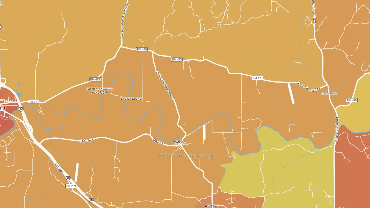 Waring, TX Map of Murder Rates