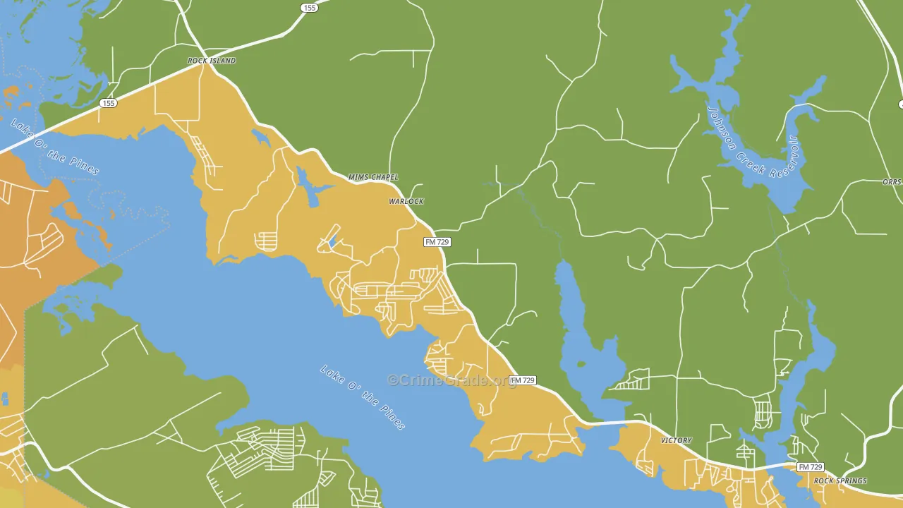Warlock, TX Map of Murder Rates