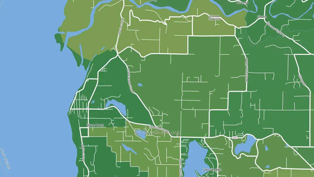 Warm Beach, WA Map of Murder Rates
