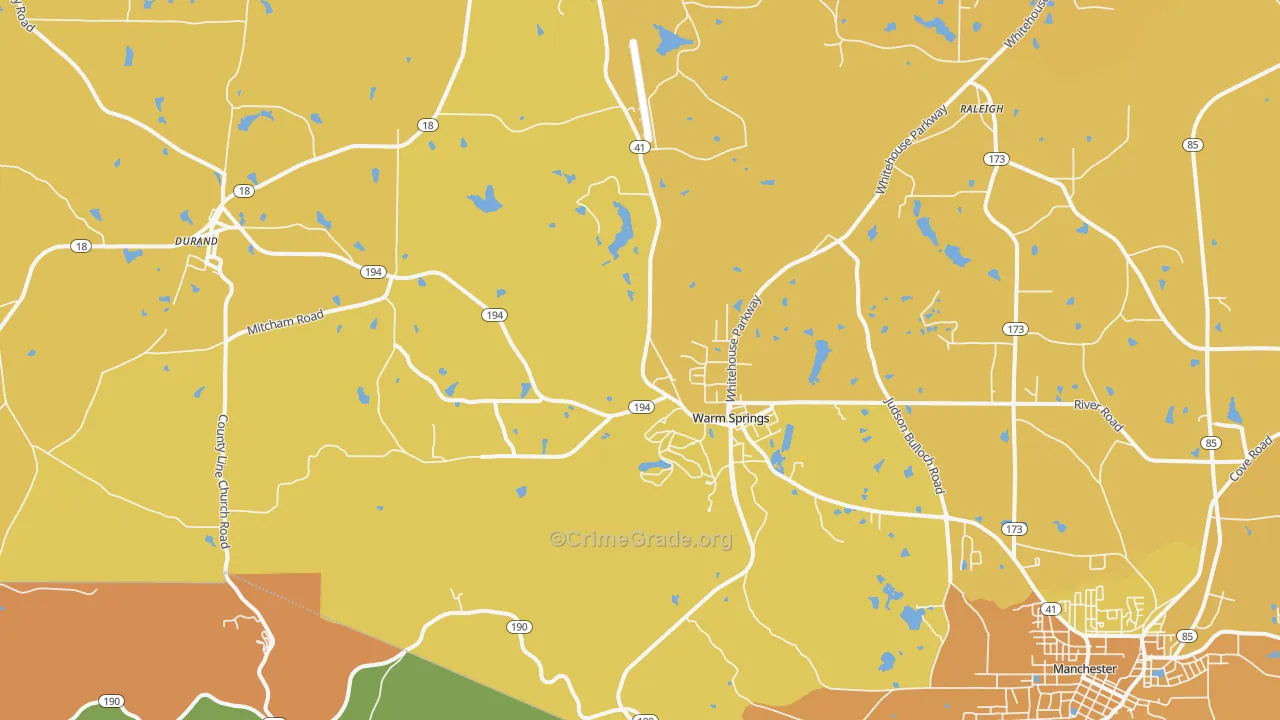 Warm Springs, GA Map of Murder Rates
