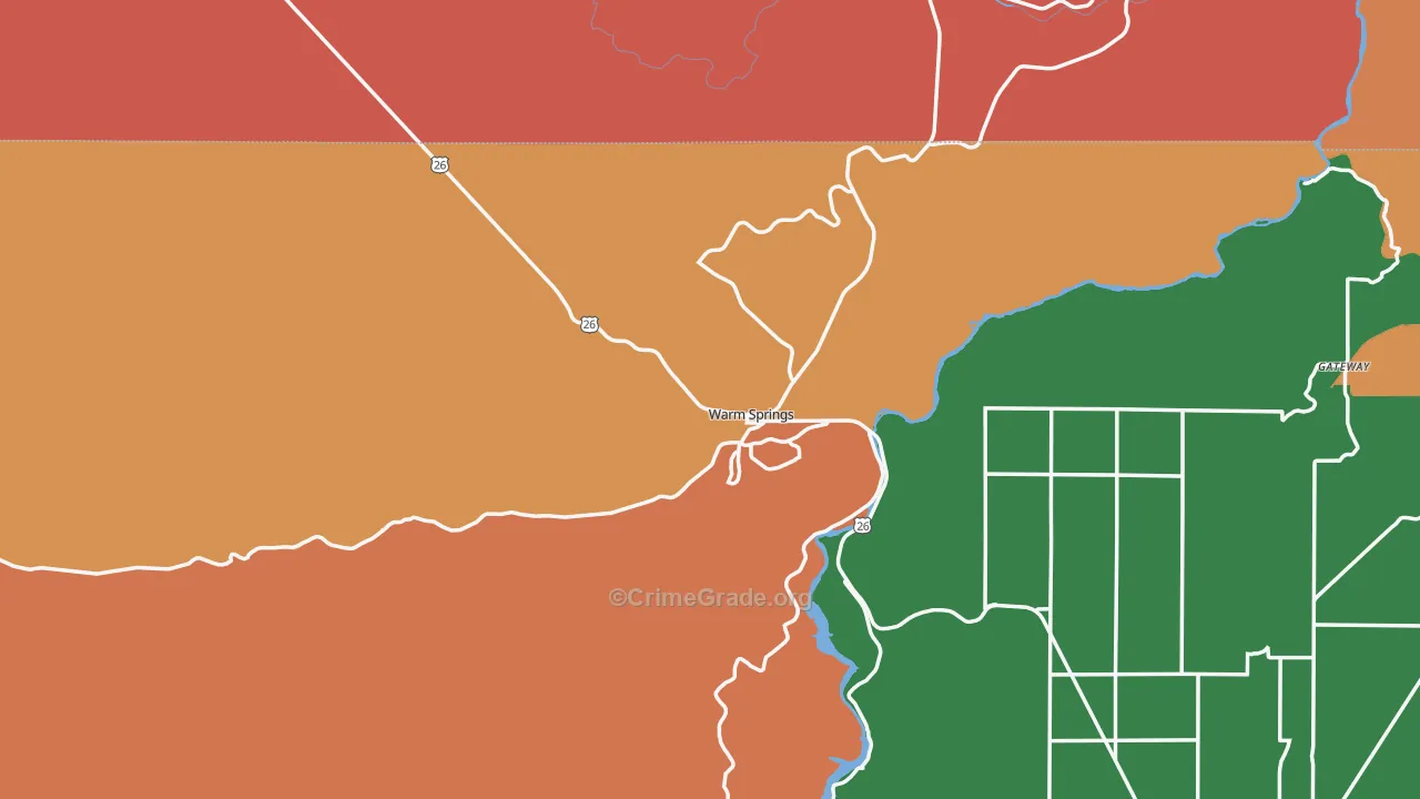 Warm Springs, OR Map of Murder Rates