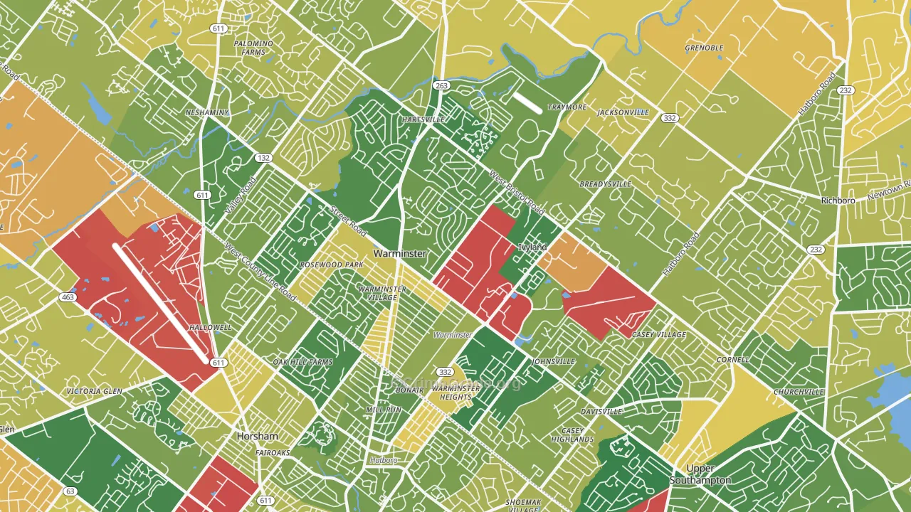 Warminster, PA Map of Murder Rates