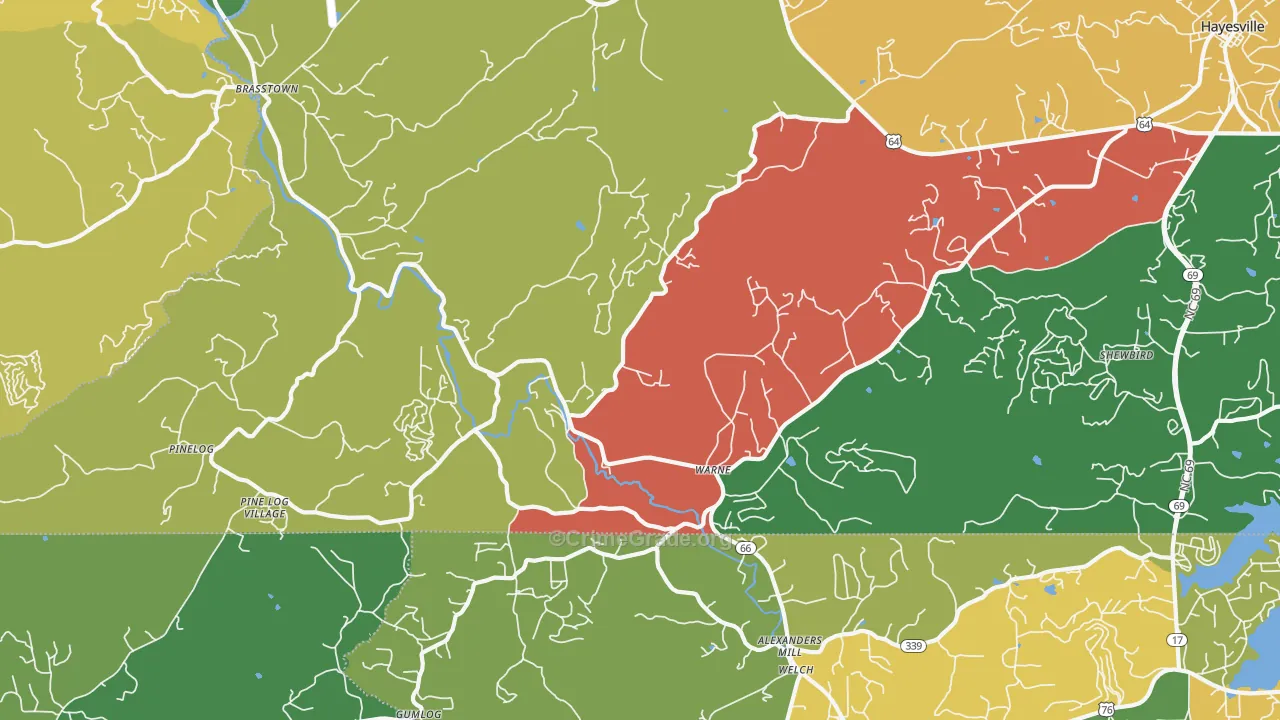 Warne, NC Map of Murder Rates