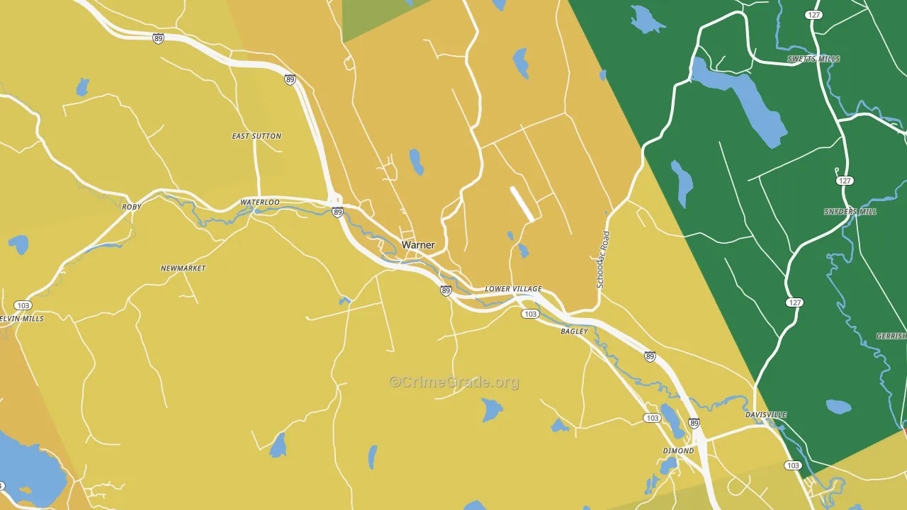 Warner, NH Map of Murder Rates