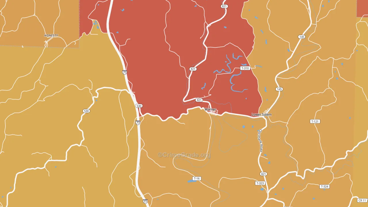 Warner, OH Map of Murder Rates