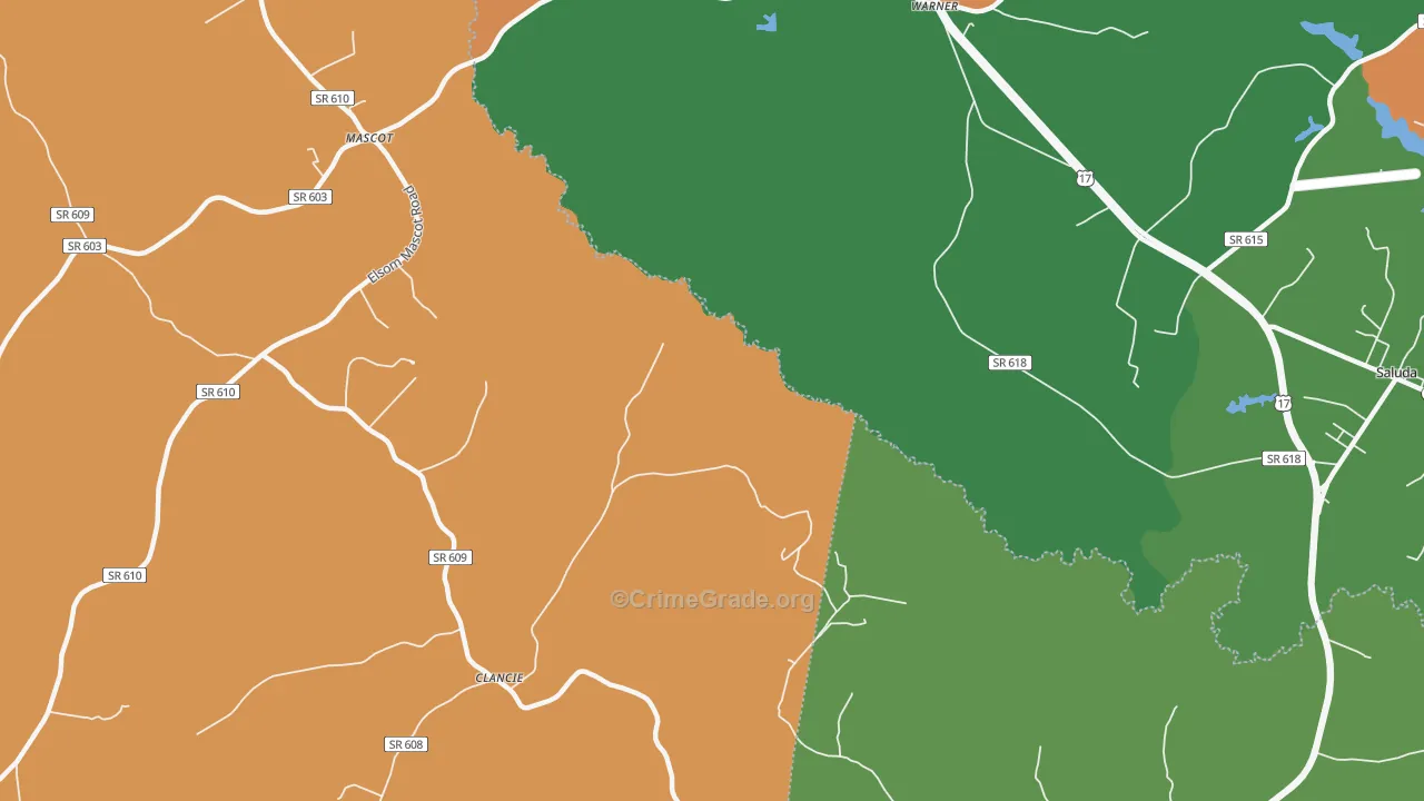 Warner, VA Map of Murder Rates