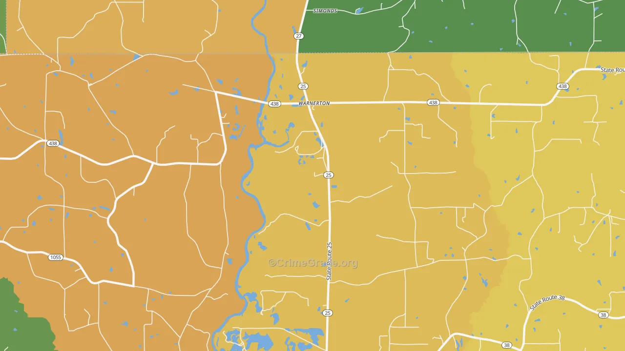 Warnerton, LA Map of Murder Rates