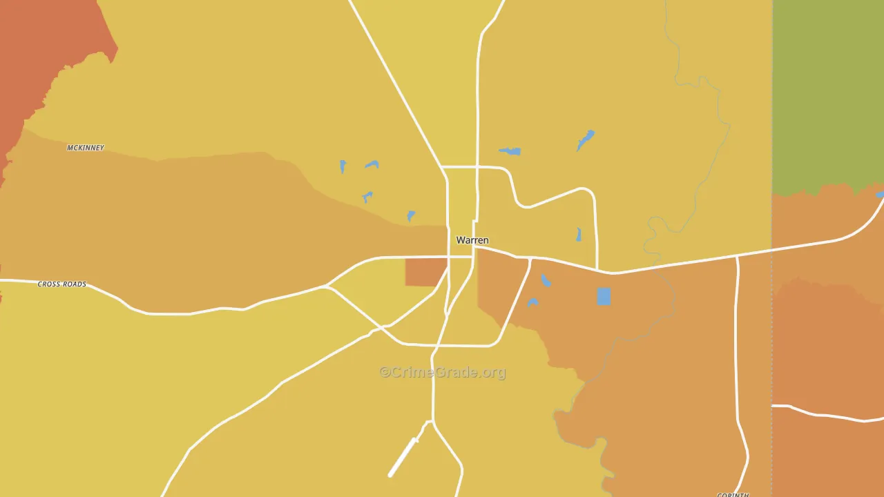 Warren, AR Map of Murder Rates
