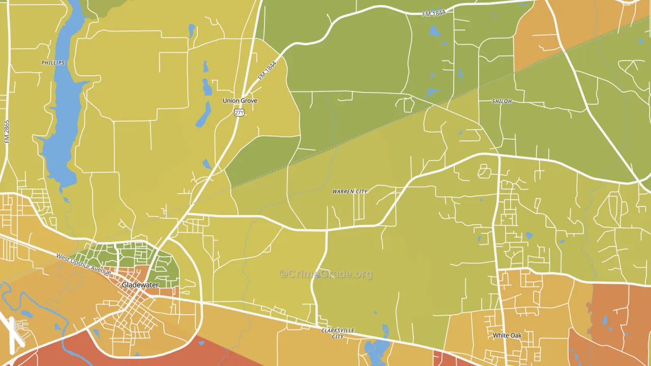 Warren City, TX Map of Murder Rates