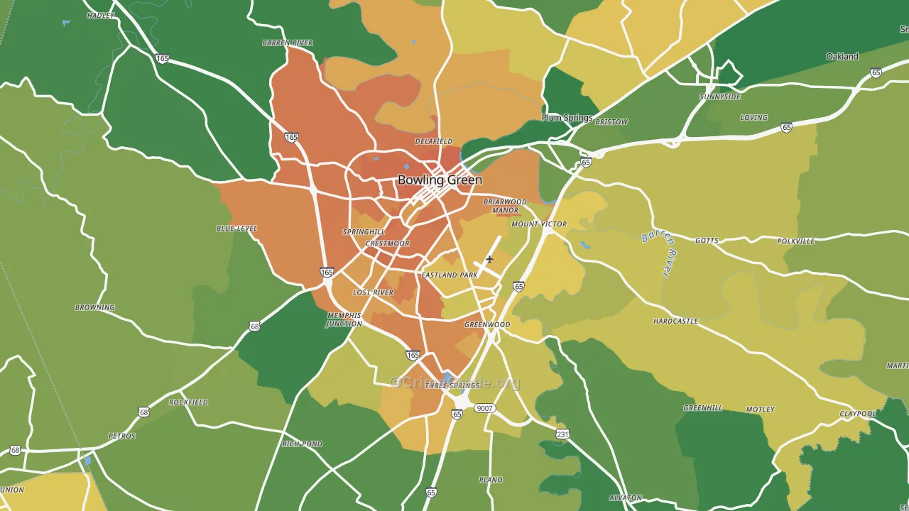 Warren County, KY Map of Murder Rates