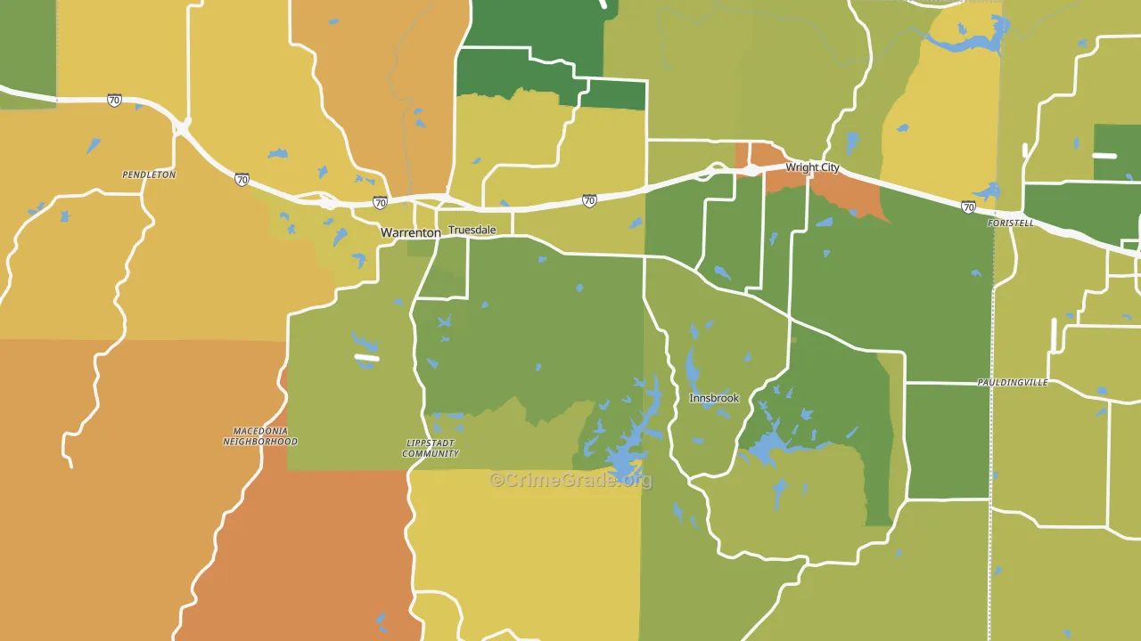 Warren County, MO Map of Murder Rates