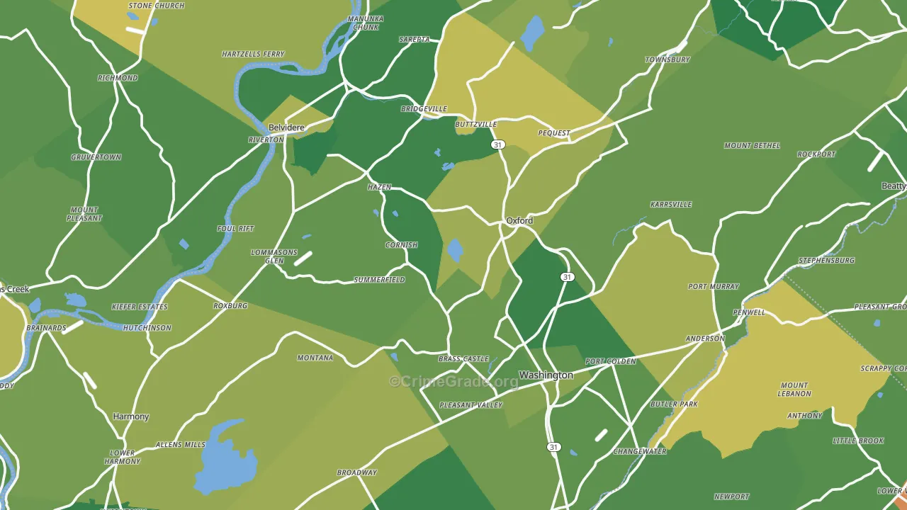 Warren County, NJ Map of Murder Rates