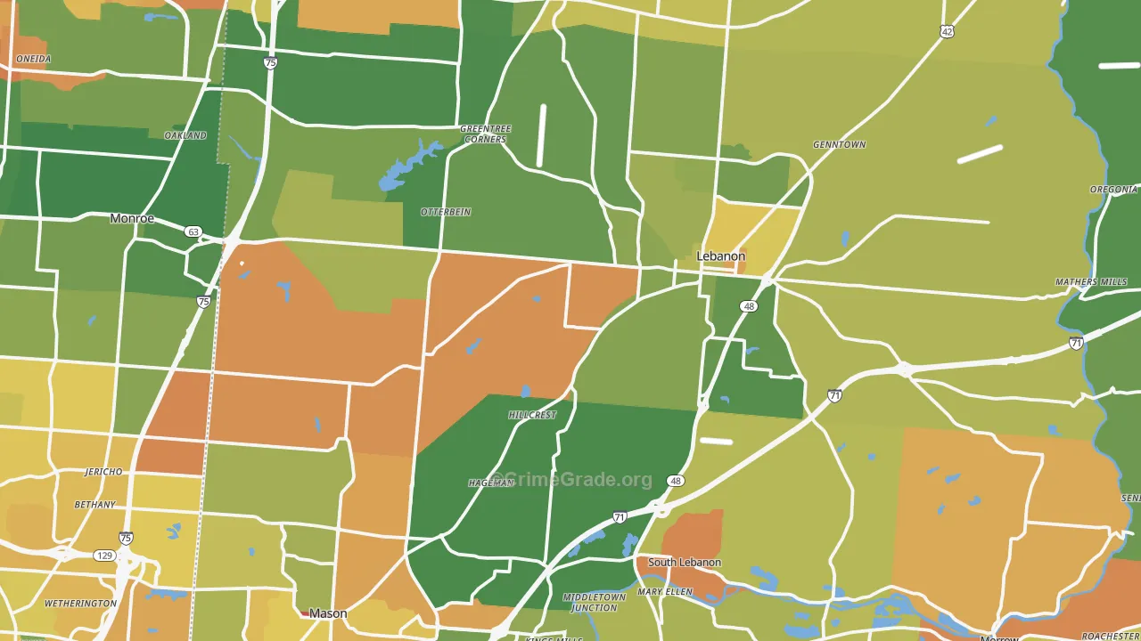 Warren County, OH Map of Murder Rates