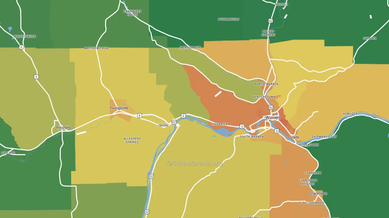 Warren County, PA Map of Murder Rates