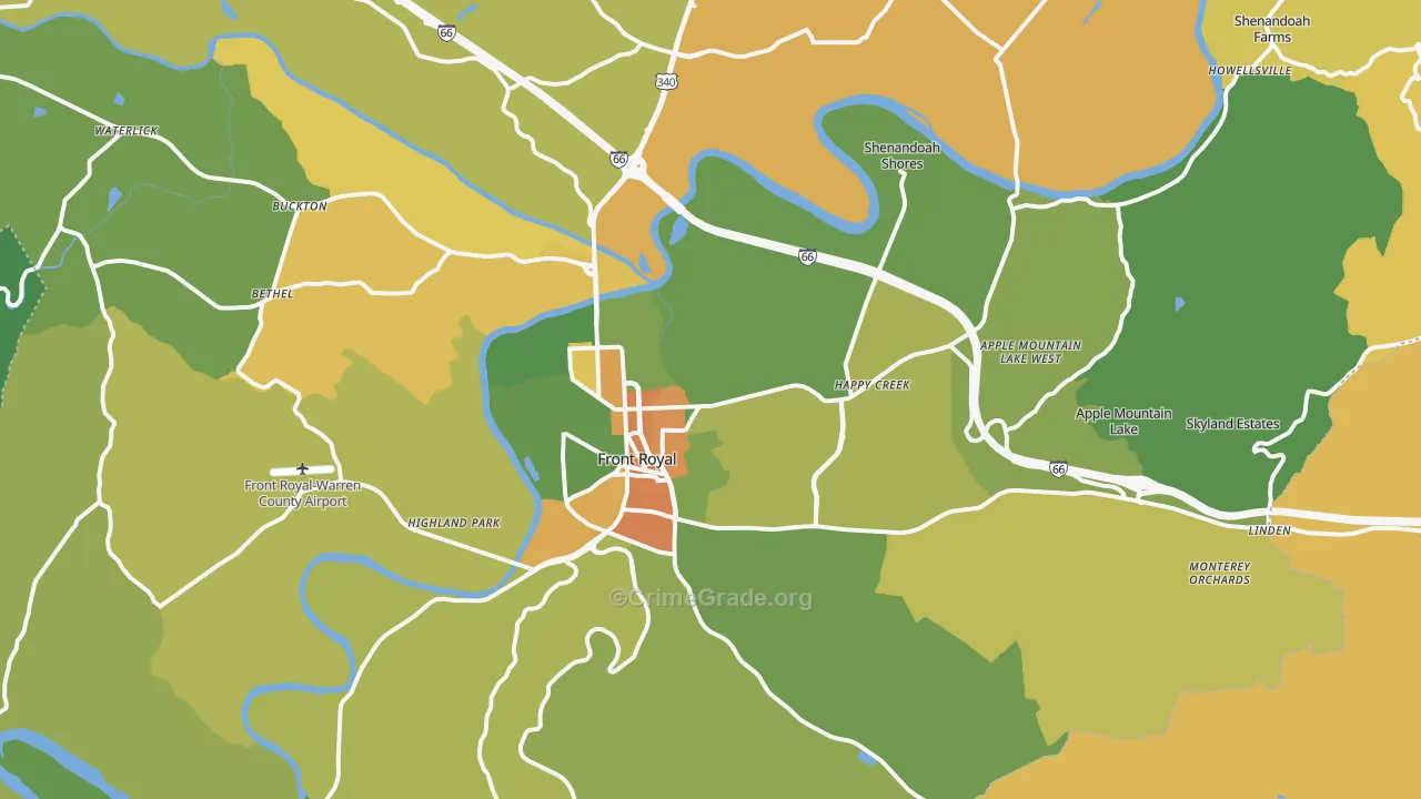 Warren County, VA Map of Murder Rates