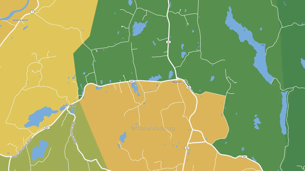 Warren, CT Map of Murder Rates
