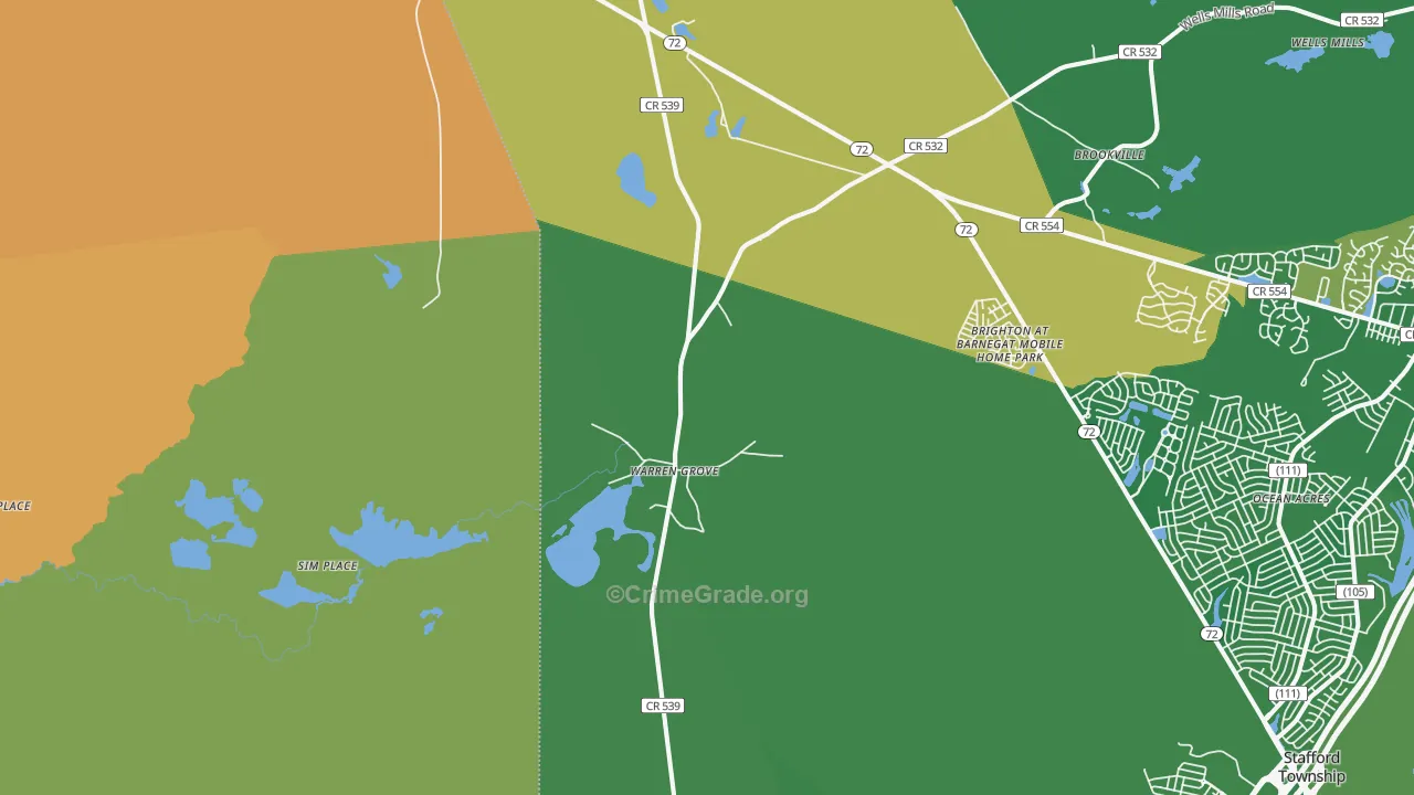 Warren Grove, NJ Map of Murder Rates