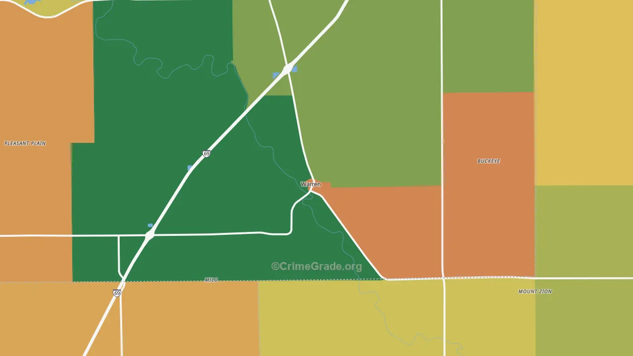 Warren, IN Map of Murder Rates
