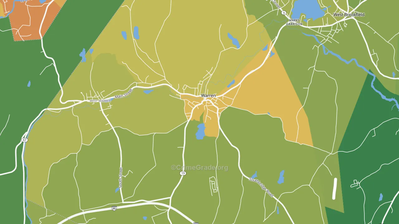 Warren, MA Map of Murder Rates