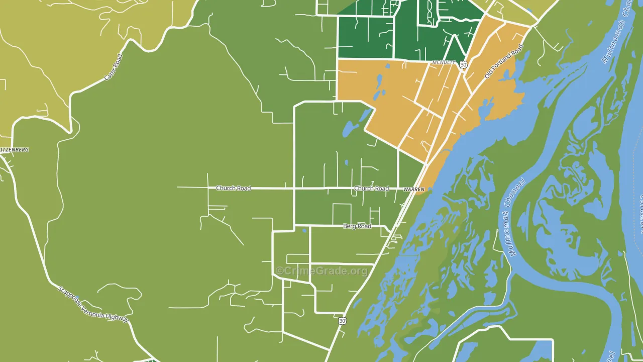Warren, OR Map of Murder Rates