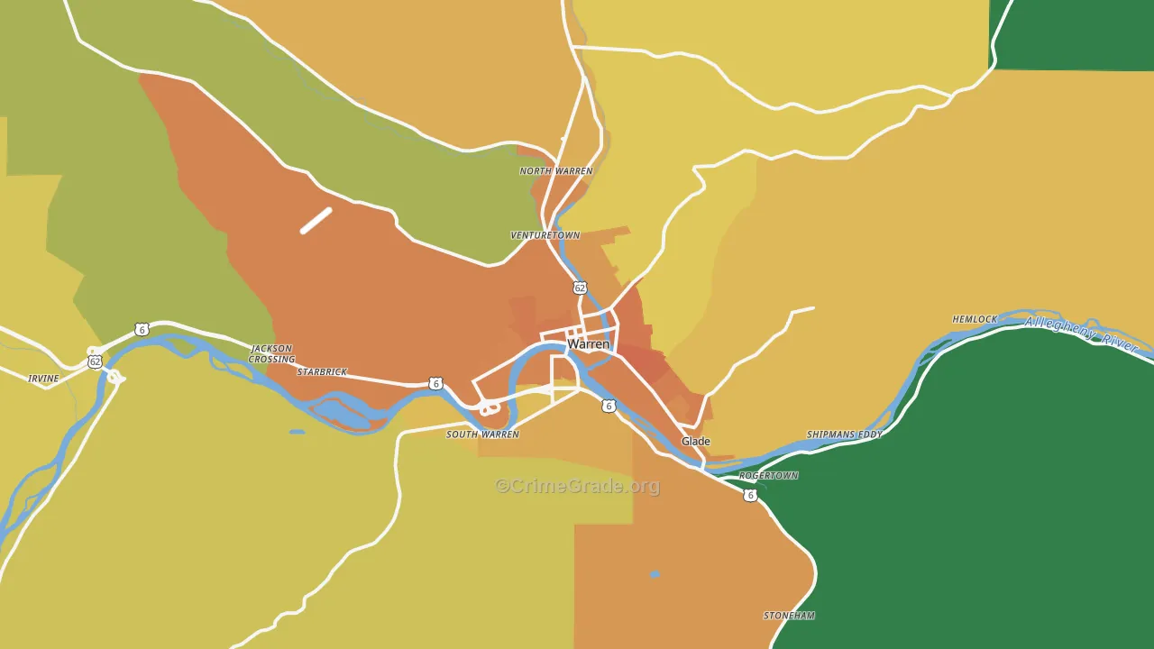Warren, PA Map of Murder Rates