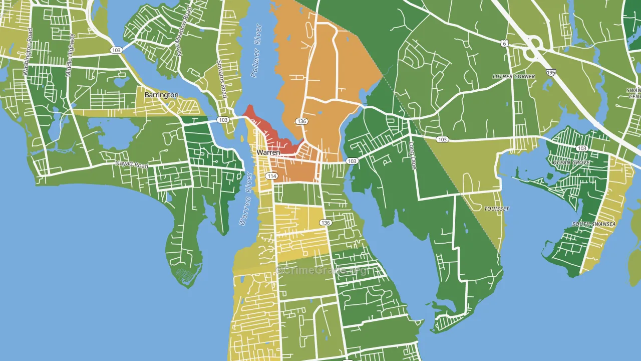 Warren, RI Map of Murder Rates