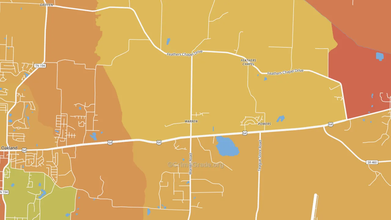 Warren, TN Map of Murder Rates