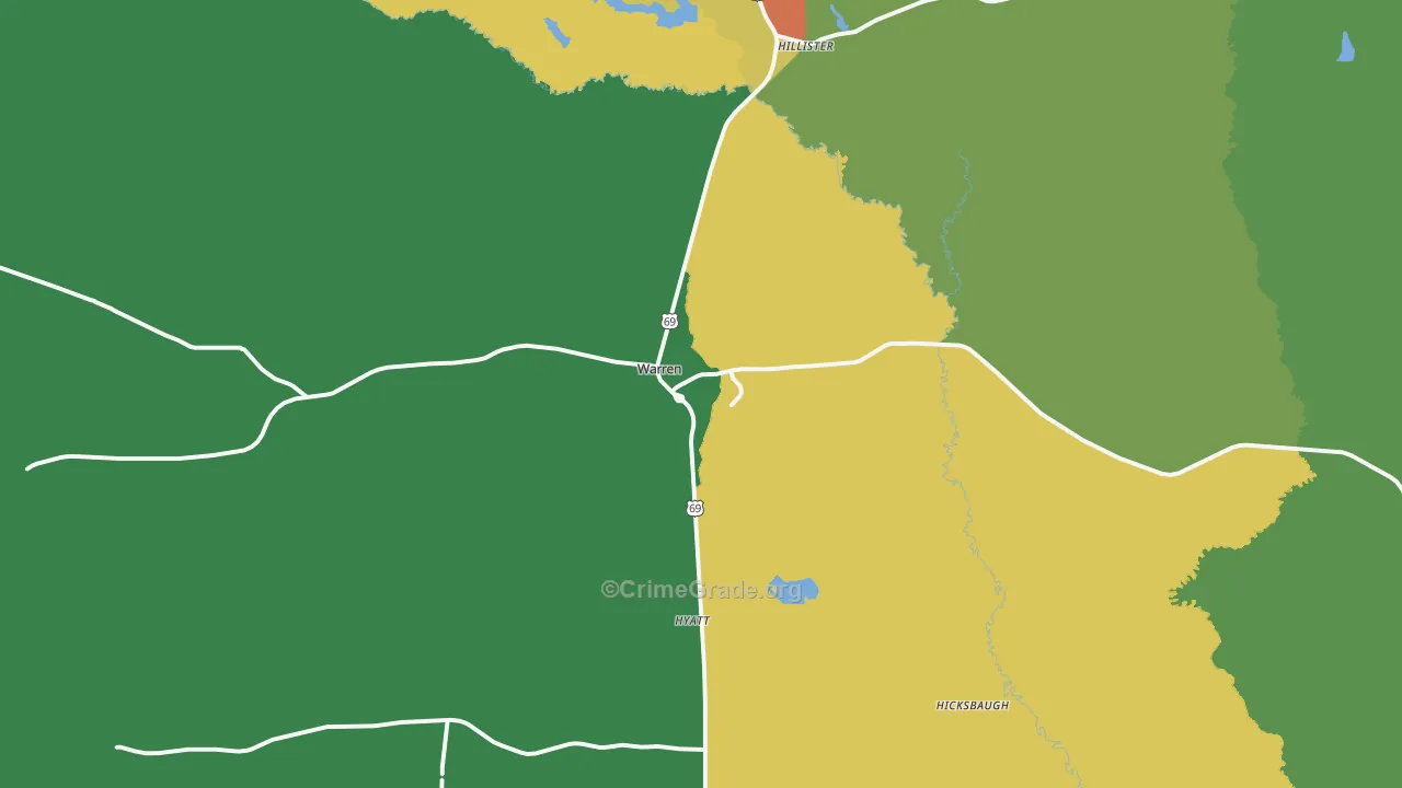 Warren, TX Map of Murder Rates