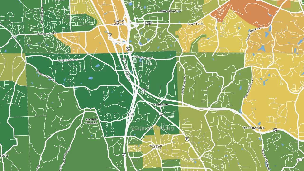 Warrendale, PA Map of Murder Rates