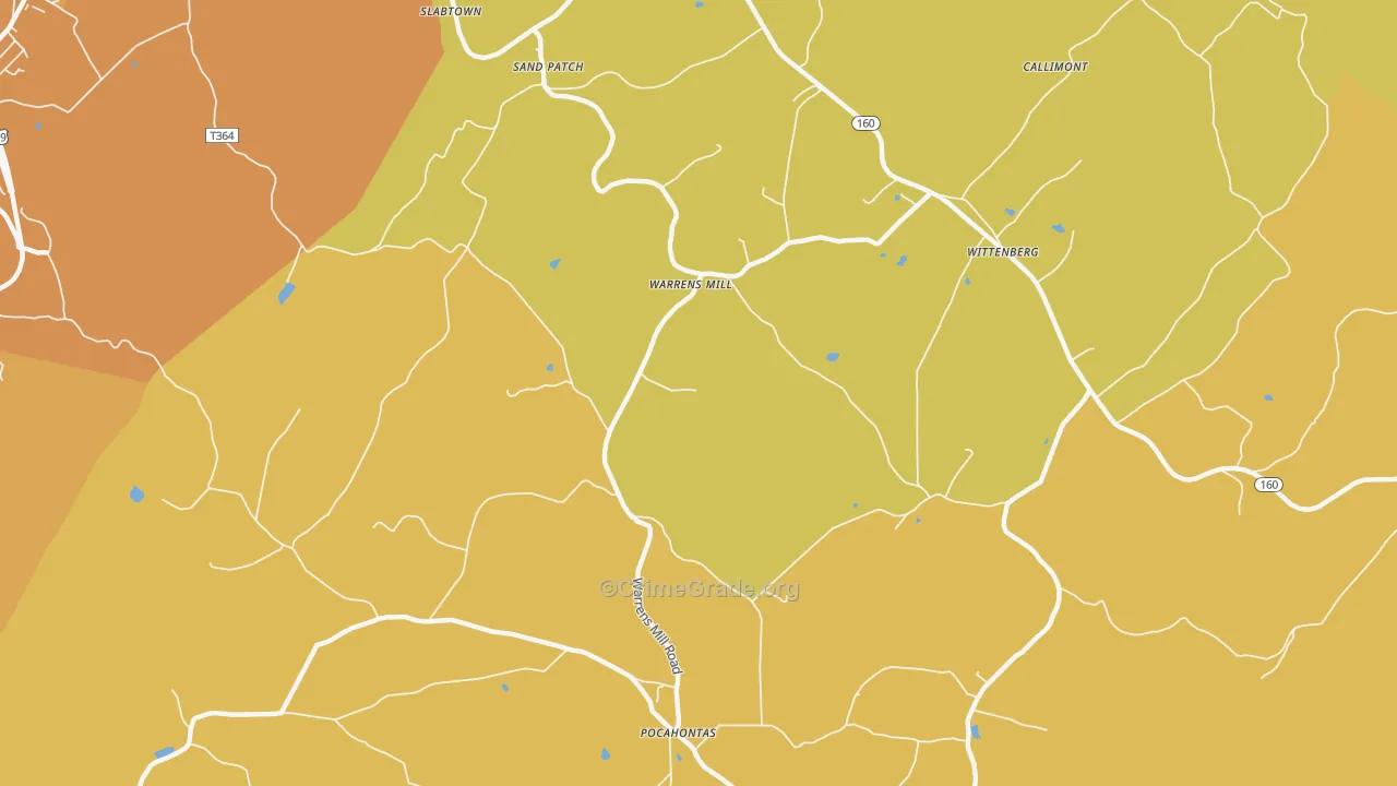 Warrens Mill, PA Map of Murder Rates