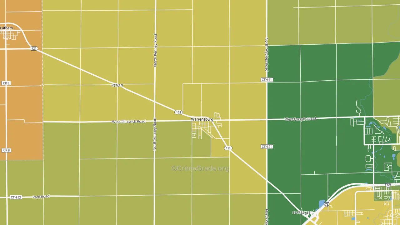 Warrensburg, IL Map of Murder Rates