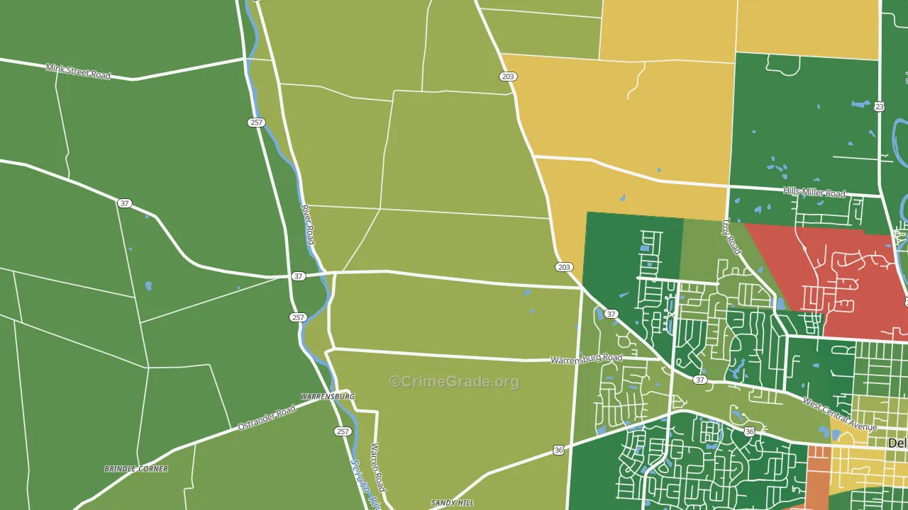 Warrensburg, OH Map of Murder Rates