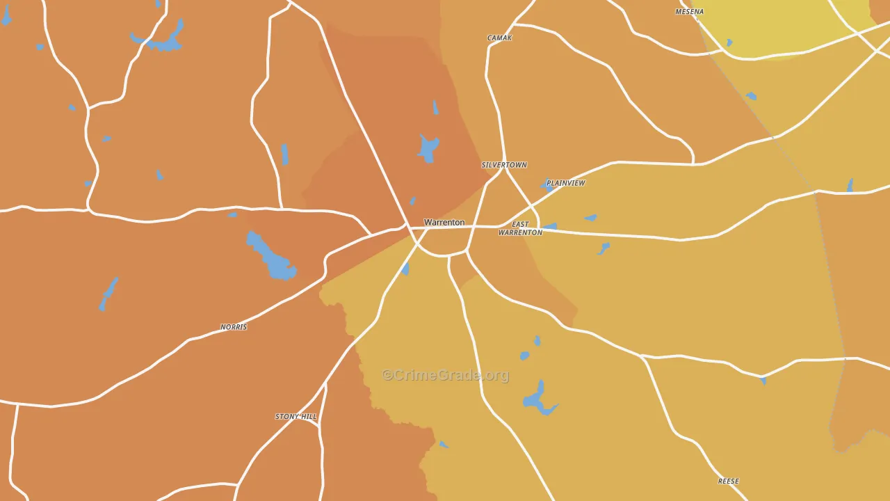 Warrenton, GA Map of Murder Rates