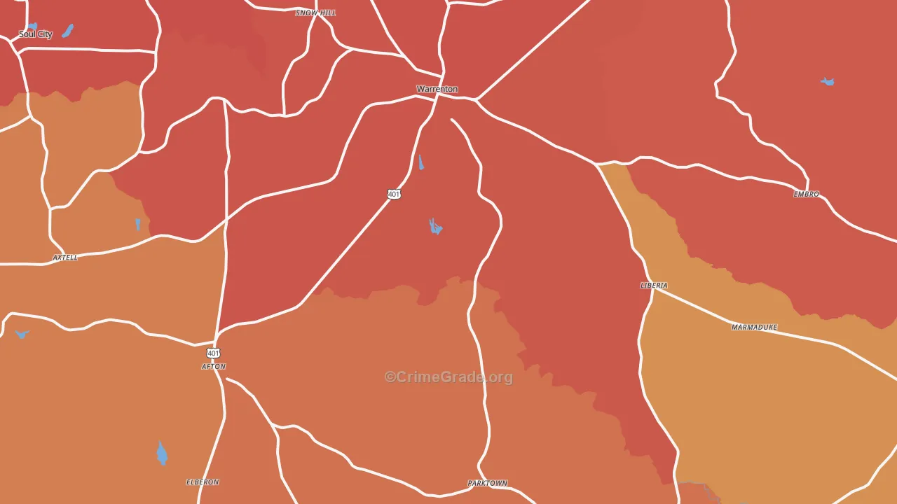 Warrenton, NC Map of Murder Rates