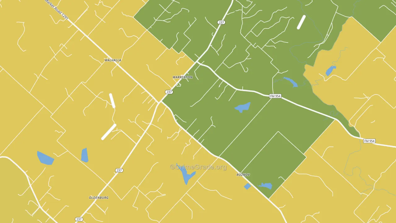Warrenton, TX Map of Murder Rates
