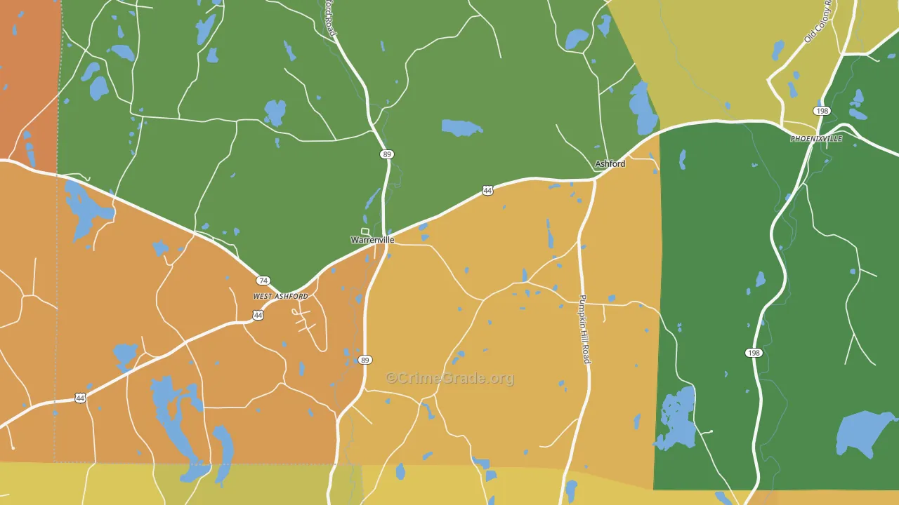 Warrenville, CT Map of Murder Rates