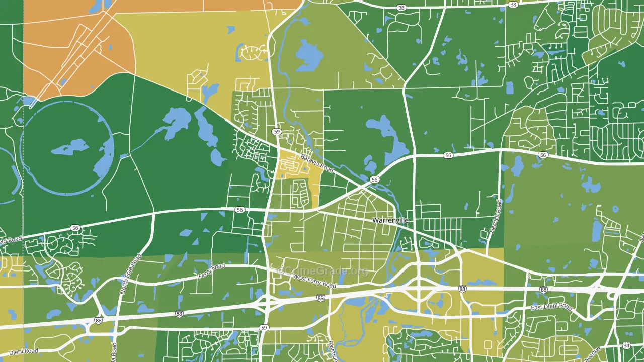Warrenville, IL Map of Murder Rates